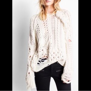 Zadig & Voltaire Distresses Cable Sweater